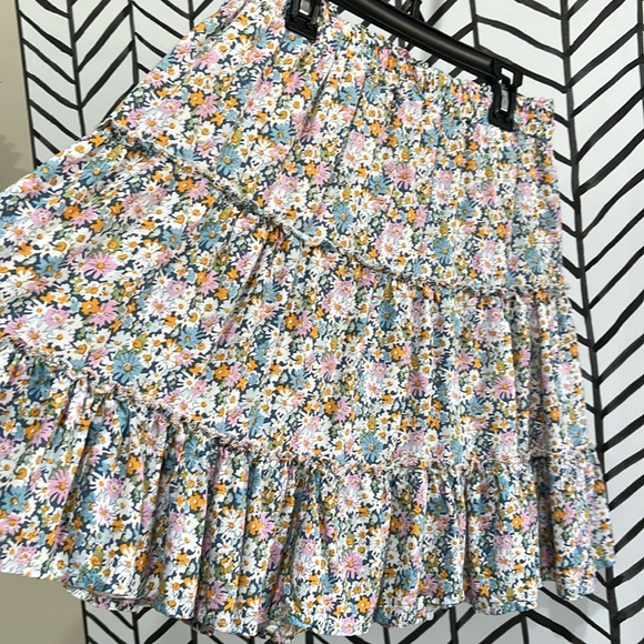Ava Christine Ruffled Flowery Flowy Pull-on Rayon Skirt, Size Small - Picture 3 of 14